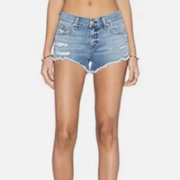 Rag & Bone Blue Denim Cut Off Distressed Jean Shorts Sz 25 - Picture 1 of 12